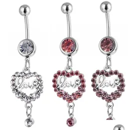 Navel Bell Button Rings D0559 Love Heart Belly Ring Mix Colors Drop Delivery Jewelry Body Dhgarden Dh8Jo