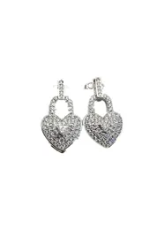 Lyxdesigner High Hoop Quality Brand Sky Star Band Diamond Silver Heart Lock Earrings Letters Women's Party Wedding Par Presents smycken 925 Silver