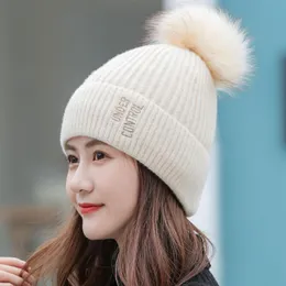 Beanies Beanie/Kafatası Kapakları Örgü Şapka Bisiklet Sıcak Kulak Koruma Soğuk Yün Moda Gorros Mujer Invierno Kadın Kış Beanie
