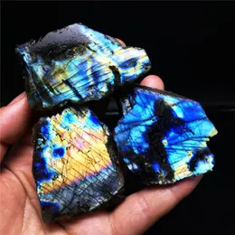 Dekorativa figurer Objekt 1st Natural Flash Labradorite Prov Skiva grov stenkristallläkning Chakra Meditation Gem Waferdecorati