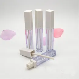 4 ml doe -het -zelf lege lipgloss buis transparante plastic container lipglossfles met borstel vierkant vloeistof lippenstift buis cosmetisch gereedschap2754