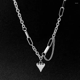 Chains Stainless Steel 3D Love Heart Necklace Choker Clavicle Chain Sweater Necklaces Punk For Women Girls Jewelry Christmas Gifts