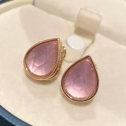 Brincos de garanhão jóia rosa em forma de gota com zircão cúbico Mulheres elegantes Brincho vintage oval Romance doce Senhoras simples piering