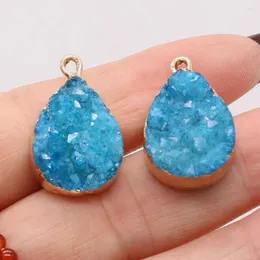 Charms 1pc Natural Stone Gem Blue Agate Crystal Bud Drop Pendant Craftsdiy Charm Halsband örhänge smycken Tillbehör som gör presentfest