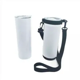 Sublimation White Blank 20oz Tumbler Tote Diving cloth Neoprene bottle Sleeves with Adjustable Strap Drinkware Handle Water cups Carrie Covers Wholesale CC
