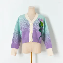 Malhas femininas 2023 Jaqueta de suéter de moda Mulheres V-deco