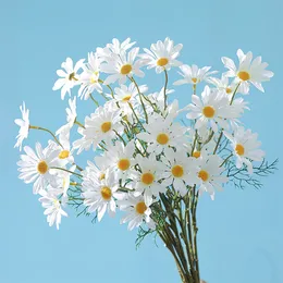 5 głów Białe stokrotki sztuczne kwiaty długie gałąź Bukiet Family Party Dekoracja ślubna