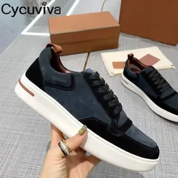 GAI GAI Dress Shoes Spring Suede Parchwork Men Lace Up Round Toe Sneakers Male Flat Platform Casual Outwear Loafers for Zapatos 230223