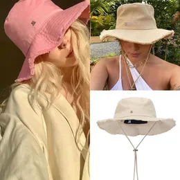 Dise￱ador Bucket Hat Casquette Bob Bordeo anchos Sombreros para mujeres Fedora Frayed Cap Beach 10 colores disponibles