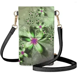 Evening Bags FORUDESIGNS Abstract Floral Design Mobile Phones Polynesia Plumeria Flip Cellphone Bag Female Color Gradation Satchel