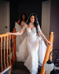 Mermaid Wedding Dress : Beaded Pearl Appliques & Detachable