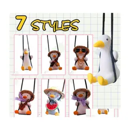 Interior Decorations Gypsum Cute Car Accessorie Swing Duck Pendant Rearview Mirror Ornaments Birthday Gift Decoraction Fragrance Dro Dhndz