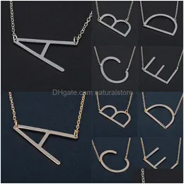 Pendant Necklaces Az Personalized Initial Letter For Women Sideways Gold Sier Rose 26 English Alphabet Chains Fashion Jewelry Drop D Dhmk0