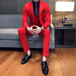 Men's Suits Royal Blue Mens Terno Masculino Slim Fit White Costum Wedding Men Red Groom Party DJ Stage Tuxedo