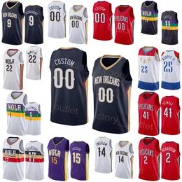 Screen Print Men Kids Basketball Jaxson Hayes Jersey 10 Willy Hernangomez 9 Garrett Temple 41 Kira Lewis JR 13 Daniels 11 Jose Alvarado 15 Naji Marshall 8 CJ McCollum 3