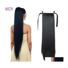 Sentetik peruklar mstn 30 inç saç fiber heatressitant ponytail ile düz pony pony pony kuyruk peruk desenli ürünler dhoi1