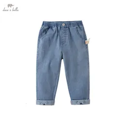 Jeans Dave Bella Baby-Mädchen-Hosen, weiches Denim, hohe Taille, Baby-Mädchen-Leggings, einfarbig, Säuglingskleidung, Jungen-Jeans-Hosen, DB1230314 230223