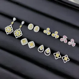 Charm Topaz Diamond Stud Colding 100% prawdziwy 925 Srebrny Srebrny Obietnicy Ślubne Kolczyki dla kobiet Party Bejdia Prezent biżuterii