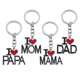 Keychains Lanyards Creative Letter Keychain Pendant Family Keyring Mom And Dad Metal Decoration Key Chain Parents Gift Drop Delive Dh3Nt