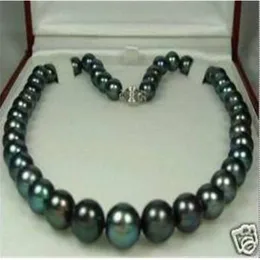Collares colgantes encantadores 8-9 mm negros naturales tahitianos de agua dulce de agua dulce collar de perlas cultivadas 18 "