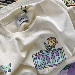 Kith Box Tshirt 캐주얼 남성 여성 t 셔츠 플로랄 프린트 여름 데일리 탑스 220214 Jhc62DEJ