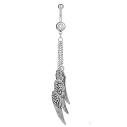 Bot￣o de sino do umbigo an￩is D0936 Wings Belly Ring Sierblack Drop Drop Delivery Jewelry Body Dhgarden dhj83