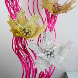 29 cm panno oro brillante fiore di Natale decorazione della festa nuziale fiore decorazione natalizia puntelli vendita diretta in fabbrica di fiori di simulazione