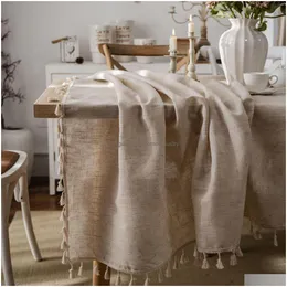 Bordduk Tassel Bomull och LINEN TAPETE RECTANGAR TABLEduk för Nappe de Tables er Drop Delivery Home Garden Textiles Tygs Dheiw