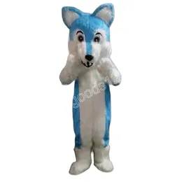 Performance Blue Wolf Fox Mascot Costumes Halloween Fancy Party Dress Personaggio dei cartoni animati Carnevale Natale Pasqua Pubblicità Costume da festa di compleanno