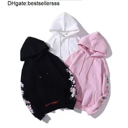 Modemärkesdesigner hoodies hösten offs meichao cherry blomma lös casual huva tröja män och kvinnor rockar g76n