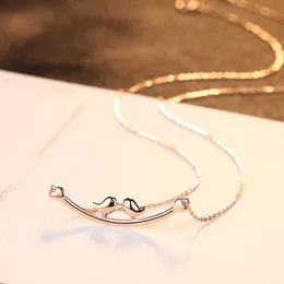 Rose Gold Magpie Bridge Meet S925 Silver Pendant Necklace Fashion Romantic Women Love Missing Clavicle Chain Halsbandsmycken