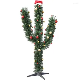 Decorações de Natal Cacto de 5 pés Tree Artificial Xmas com ornamentos de bola de plástico