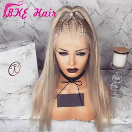 Perruques Blonde Synthetic Lace Front Wig Baby Hair 13 4 Brazilian Straight Lace Frontal Wigs for White Wo285Q