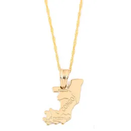 Colares pendentes O mapa da República da República do Congo Afrika Girl Girl Gold Color Jewelry Drop Pingents Dhzlc