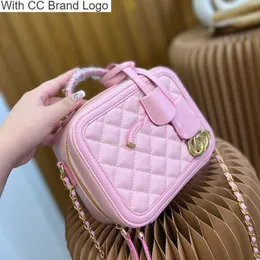 CC Borse per cosmetici Custodie Borsa per cosmetici di design rosa Borsa da donna mini a catena Borsa a tracolla Borse da toilette da viaggio Capacità di lavaggio di alta qualità Borsa per trucco Po