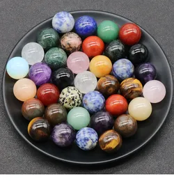 Natural Stone 20mm Round Ball Chakras Yoga Meditation Ornaments Beads Healing Energy Charms Crystal Decoration Gift