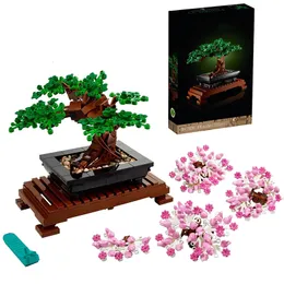 Blocks Bonsai Tree Flower Bricks Bouquet Perpetual Building Block 3D Model Home Decoration Plant Potted Gift Toy girl gift Fit 10281 230222