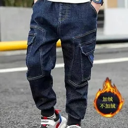 Jeans 3 bis 14 Jahre Jungen Winterjeans plus samtverdickende Jeanshose für Kinder, lange Hose, große Kinderhose mit großen Taschen 230223