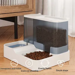 Cat Bowls Feeders Large Capacity Automatic Feeder Water Dispenser Wet and Dry Separation Dog Food Container Drinking Bowl Pet Supplies 230222