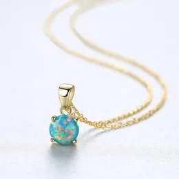 European Retro Opal Pendant Necklace S925 Sterling Silver Plated 18K Gold Brand Luxury Halsband European American Hot Trend Women High End Necklace Jewelry Gift SPC