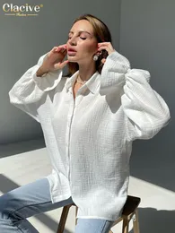 Blouses feminina camisas clacivas de moda clacativa mulher mulher blusas outoel lapela de manga comprida camisas de algodão 100%