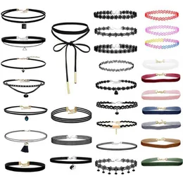 Anhänger Halsketten 30 Stück S Promotion Mode Kreative Choker Halskette Set Stretch Samt Klassische Gothic Tattoo Spitze