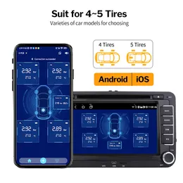 CAR TPMS Android iOS Sistema de monitoramento de pressão dos pneus Sistema de pneu sobressalente Sensor externo interno BLE TMPS