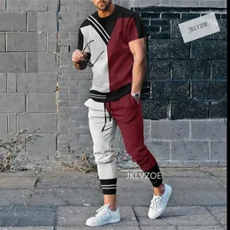 Men's Tracksuits 2023 Moda Men tshirt TRACHSUIT TRIPLATE 3D Roupas impressas Sportswear Manga curta Strúbrio calça longa 2 peças Conjunto 2302222