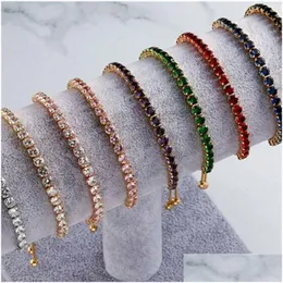 Tennis Luxury M Cubic Zirconia Bracelets Iced Out Chain Crystal Wedding Bracelet For Women Gold Sier Color Classic Drop Delive Dhqma