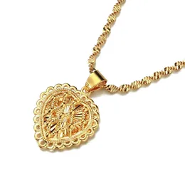 Pendant Necklaces Heart Necklace Women Girls Gold Color Jewelry Birthday Party African Arab Ornaments Drop Delivery Pendants Dhjhi