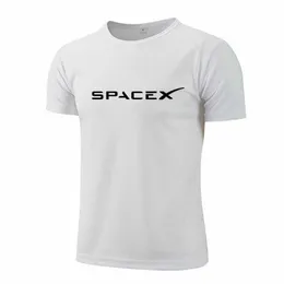 Męskie koszulki SpaceX Black Tshirt Space x T Shirt Męski popularny chłopak sportowy sportowy koszulka Szybka koszulka siatkowa 022223H