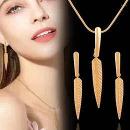 Choker LEEKER 316L Stainless Steel Gold Color Necklace For Women Leaf Pendant Jewelry Party Accessories Drop Earrings 996 LK3