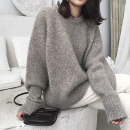 Kadın Sweaters Kalın Büyük Boy Süveter Kadın Jumper Sonbahar Kış Kaşmir Yün Sıcak Giysiler Çekme Femme Hiver Knited Suclover 230223