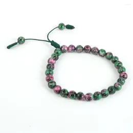 스트랜드 10 Sty Natural Stone Beaded Bracelet 여성을위한 자수정 자수정 보석 팔찌 조절 가능한 꼰 매듭 패션 보석